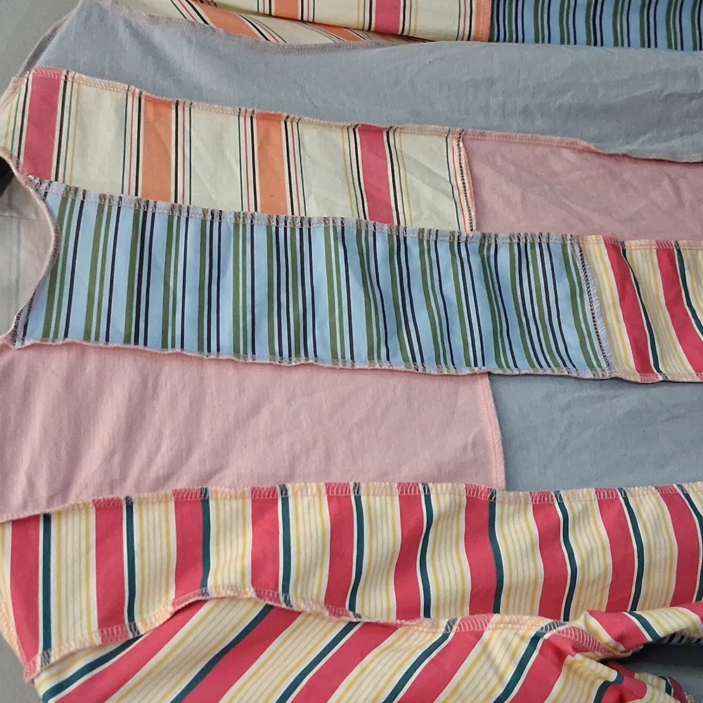 Boho Multicolor Striped Patchwork Long Sleeve Col… - image 2